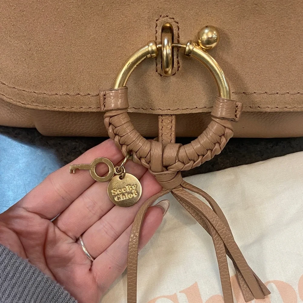 See By Chloé Tan Suede & Leather Shoulder Bag with Braided Ring - Picture 9 of 9